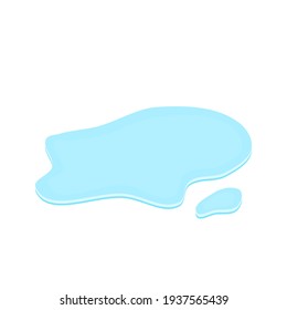 puddle on white surface. blue water cartoon drop on the ground isolated on white background. vector illustration