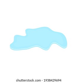 charco sobre la superficie blanca. caricatura de agua azul cae en el suelo aislado de fondo blanco. ilustración vectorial