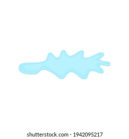 puddle on white surface. blue water cartoon drop on the ground isolated on white background. vector illustration