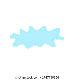 charco sobre la superficie blanca. caricatura de agua azul cae en el suelo aislado de fondo blanco. ilustración vectorial
