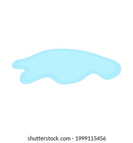 puddle on white surface. blue water cartoon drop on the ground isolated on white background. vector illustration
