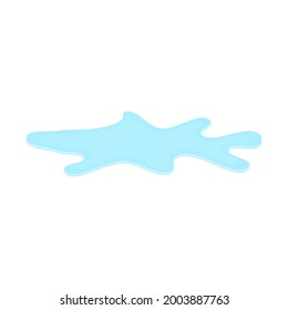 puddle on white surface. blue water cartoon drop on the ground isolated on white background. vector illustration
