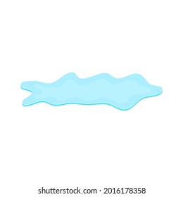 puddle on white surface. blue water cartoon drop on the ground isolated on white background