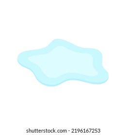 puddle on white surface. blue water cartoon drop on the ground isolated on white background