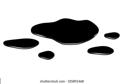 Puddle silhouette, black substance spill. stain, plash, drop. Vector illustration isolated on the white background