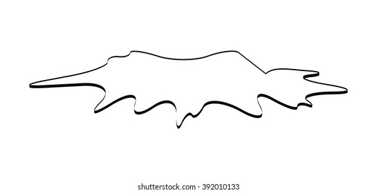 Puddle silhouette, black substance spill. stain, plash, drop. Vector illustration isolated on the white background