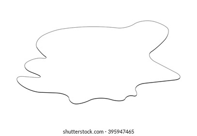 Puddle silhouette, black substance spill. stain, plash, drop. Vector illustration isolated on the white background