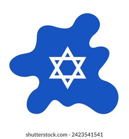 Empujar y derramar con el símbolo nacional de Israel. Metáfora de la expansión, el asentamiento expansivo, la ocupación, la anexión y la colonización israelíes. El sionismo y la propagación a territorio, área y zona. Vector