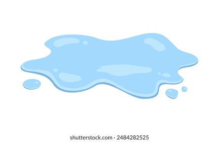 puddle, spill of water liquid flat design style blue color cartoon illustration isolated on white background