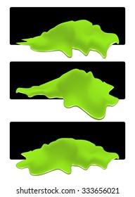 Puddle of toxic spill web banner. Green chemical stain, plash, drop. Vector illustration isolated on the white background