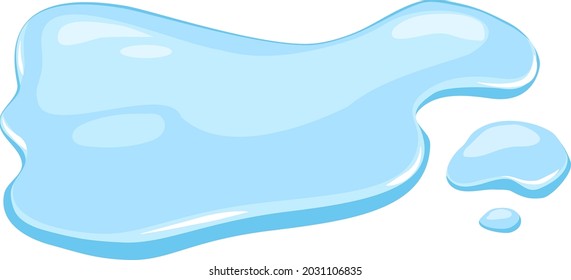  Puddle of water on a white isolated background. Spill. Vector cartoon illustration.