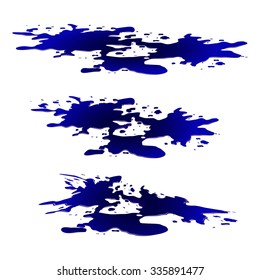 Puddle of water spill clipart. Blue stain, plash, drop. Vector illustration isolated on the white background