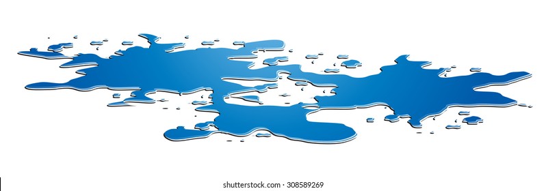 The puddle of water spill isolated over the white background