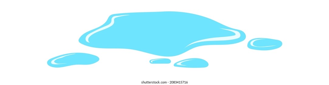 Puddle of water. Spilled blue liquid or water, vector illustration isolated on white background