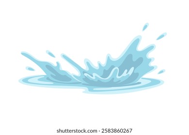 Puddle of water and splashes. Vector color image on a white background.