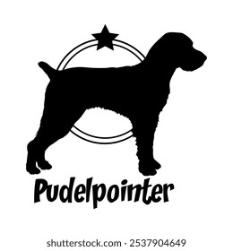 Pudelpointer perro silueta, perro, razas de perro, logotipo, Vector, silueta, diseño de logotipo, animal, ilustración, icono, signo, diseño, negro, símbolo, mascota