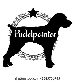 Pudelpointer perro silueta, perro, razas de perro, Vector, silueta, diseño de logotipo, animal, ilustración, icono, signo, negro, mascota