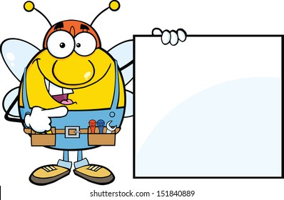 Pudgy Bee Worker Showing A Blank Sign