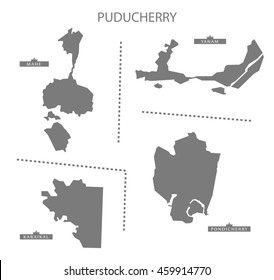 Puducherry India Map Grey