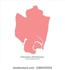 Puducherry also known as Pondicherry is a union territory of India modern map, vector illustration.