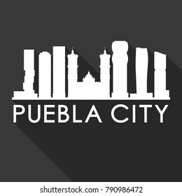 Puebla City Mexico America Flat Icon Skyline Silhouette Design City Vector Art Famous Buildings.