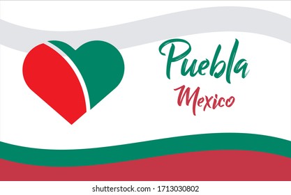 Puebla, ciudad de Mexiko, MX (Puebla, Stadt Mexiko, MX auf Spanisch) Banner Herz für Druck und Tourismus.