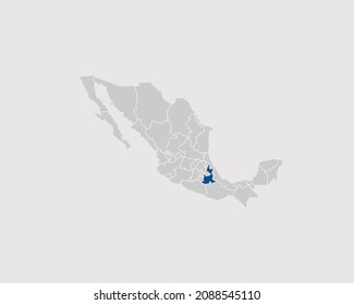 Puebla Highlighted on Mexico Map Eps 10