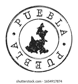 Puebla, Mexico Map Postmark. A Silhouette Postal Passport. Stamp Round Vector Icon. Vintage Postage Designs.