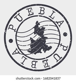 Puebla, Mexico Stamp Postal. A Map Silhouette Seal. Passport Round Design. Vector Icon Design Retro Travel.