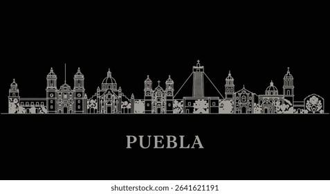 Puebla Skyline Silhouette Minimalist City