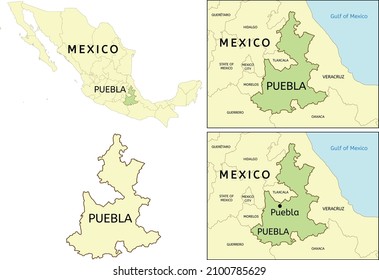 Puebla State Location On Map Of Mexico