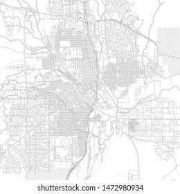 Pueblo, Colorado, USA, bright outlined vector map with bigger and minor roads and steets created for infographic backgrounds.