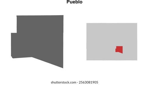 Pueblo County (Colorado) blank outline map set