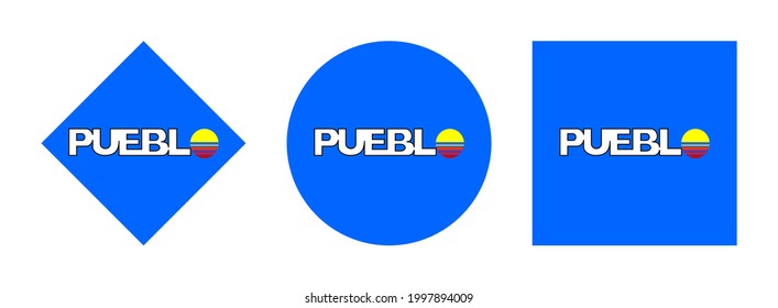 Pueblo flag icon set isolated on white background
