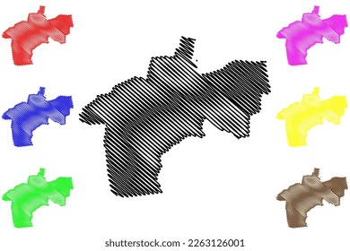 Pueblo Nuevo municipality (Free and Sovereign State of Guanajuato, Mexico, United Mexican States) map vector illustration, scribble sketch Pueblo Nuevo map