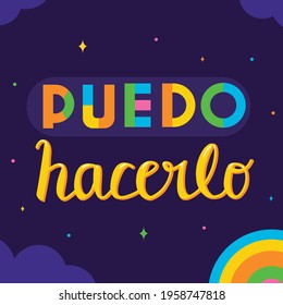 Puedo hacerlo- motivational phrase in spanish- vector