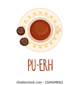 Pu-erh Tea Vector Illustration View From Above