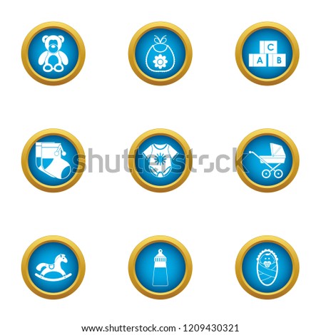 Puerile icons set. Flat set of 9 puerile vector icons for web isolated on white background