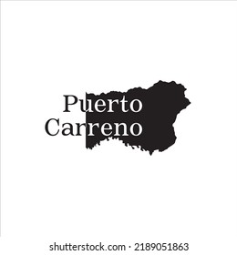 Puerto Carreno map and black lettering design on white background