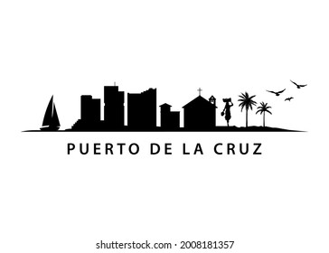 Puerto De La Cruz Skyline  City onTropical Spanish Island 