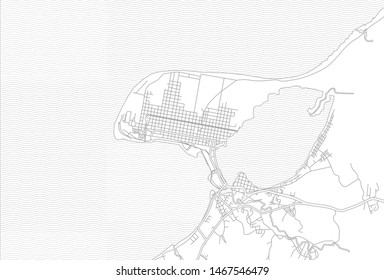 Puerto Cortés, Cortés, Honduras, bright outlined vector map with bigger and minor roads and streets created for infographic backgrounds.