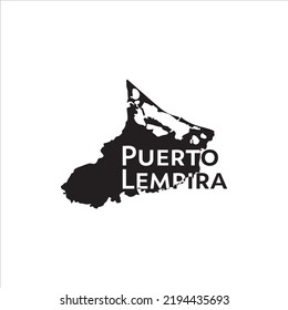 Puerto Lempira map and black lettering design on white background