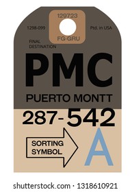 Puerto Montt realistically looking airport luggage tag