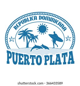 Puerto Plata, Dominican Republic, stamp or label on white background, vector illustration