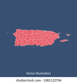 Puerto Rica map - High detailed color map of Puerto Rica. flat design style, clean and modern. Vector illustration eps 10