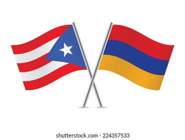 Puerto Rican and Armenian flags. Vector illustration.