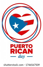 Puerto Rican Day. National happy holiday. Festival and parade in honor of independence and freedom. Puerto Rico flag. Latin american country. Patriotic elements. Vector poster illustration