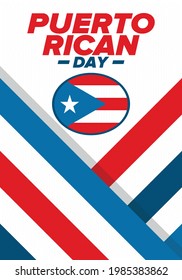 Puerto Rican Day. National happy holiday. Festival and parade in honor of independence and freedom. Puerto Rico flag. Latin american country. Patriotic elements. Vector poster illustration