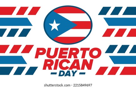 Puerto Rican Day. National Happy Holiday. Festival And Parade In Honor Of Independence And Freedom. Puerto Rico Flag. Latin American Country. Patriotic Elements. Vector Poster Illustration