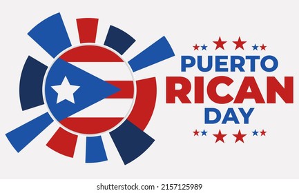 Día de Puerto Rico. El Desfile del Día Nacional Puertorriqueño se lleva a cabo anualmente en los Estados Unidos a lo largo de la Quinta Avenida, en el barrio de Manhattan de la ciudad de Nueva York. Segundo domingo de junio. EPS vectorial 10.